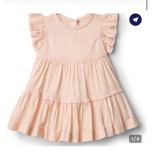 Amazon Essentials x Sofia Grainge Peach Classic Stripe Tiered Dress 3T NEW